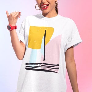 Sun Tshirt, Abstract Tshirt, Art Drawing Shirt, Colorful Shirt, Art Tshirt, Minimalist Tee, Aesthetic Tshirt, Trendy Tshirt, Art Lover Shirt image 1