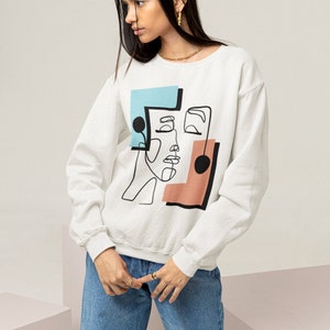 Woman Face Shirt, Art Sweatshirt, Woman Line Shirt, Art Drawing Shirt, Abstract Shirt, Minimalist Sweatshirt, Aesthetic Shirt,Colorful Shirt