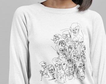 Art Drawing Shirt, Printed Sweatshirt, Line Art Print, Line Drawing,Faces Shirt,Abstract Shirt,Drawing Clothing,Minimalist Sweater,Aesthetic