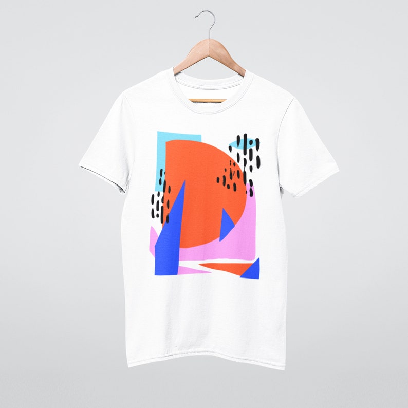Abstract Tshirt, Unisex Tshirt, Cotton Tshirt, Art Drawing Shirt, Art Tshirt, Graphic Tshirt, Summer Tshirt, Geometric Shirt, Colorful Shirt White