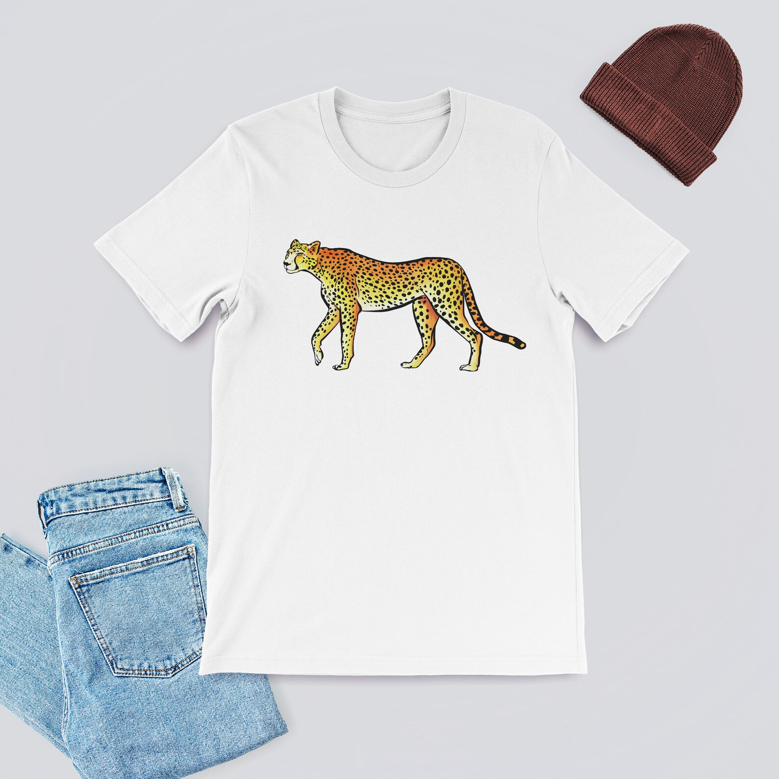 Cheetah Tshirt Leopard Print Printed T-Shirt Animal Lover | Etsy