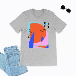 Abstract Tshirt, Unisex Tshirt, Cotton Tshirt, Art Drawing Shirt, Art Tshirt, Graphic Tshirt, Summer Tshirt, Geometric Shirt, Colorful Shirt Gray