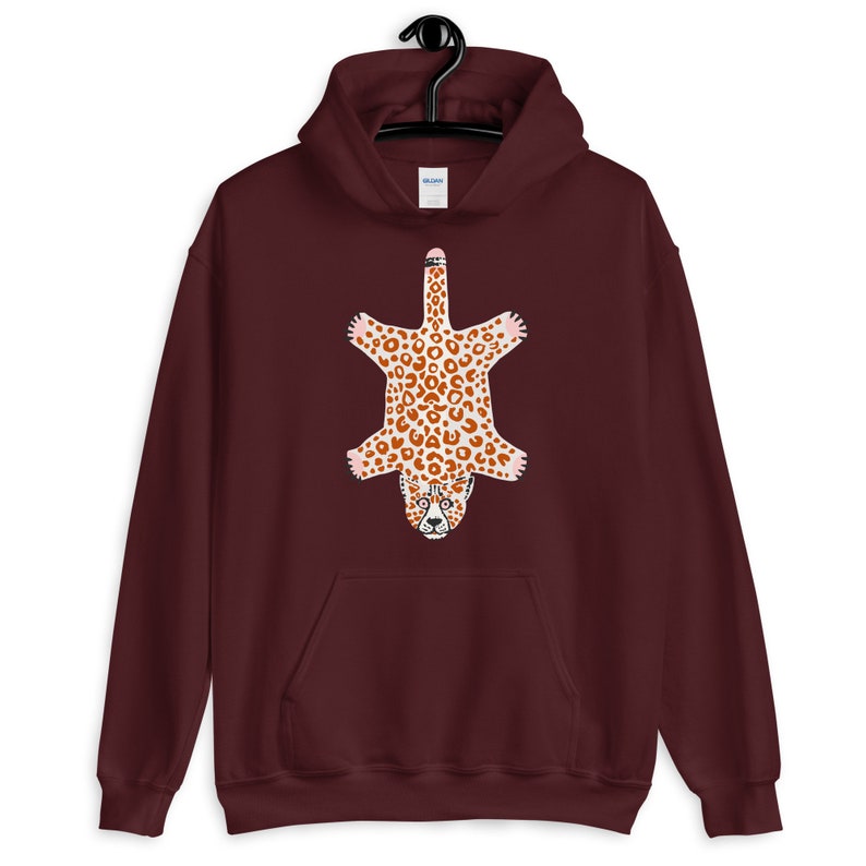 Tiger Hoodie, Tropical Art Shirt, Art Drawing Graphic Shirt, Leopard Hoodie,Boho Shirt Design,Abstract Shirt,Animal Shirt Gift,Trendy Hoodie Maroon