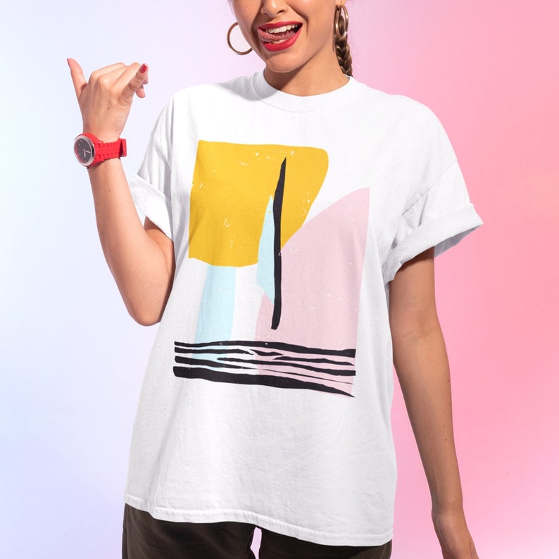 Sun Tshirt, Abstract Tshirt, Art Drawing Shirt, Colorful Shirt, Art Tshirt, Minimalist Tee, Aesthetic Tshirt, Trendy Tshirt, Art Lover Shirt image 1