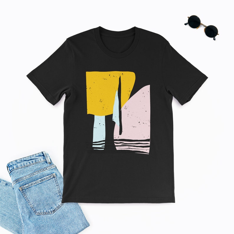 Sun Tshirt, Abstract Tshirt, Art Drawing Shirt, Colorful Shirt, Art Tshirt, Minimalist Tee, Aesthetic Tshirt, Trendy Tshirt, Art Lover Shirt Black