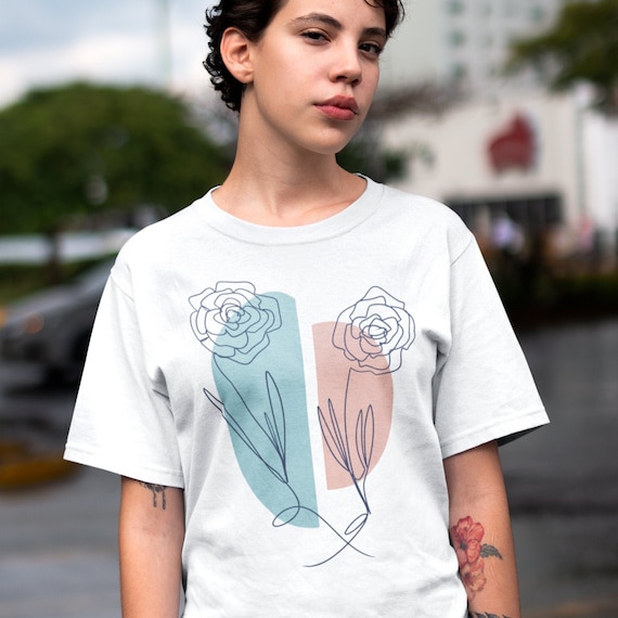 Minimalist Shirt Wildflower Shirt Line Drawing Shirt 