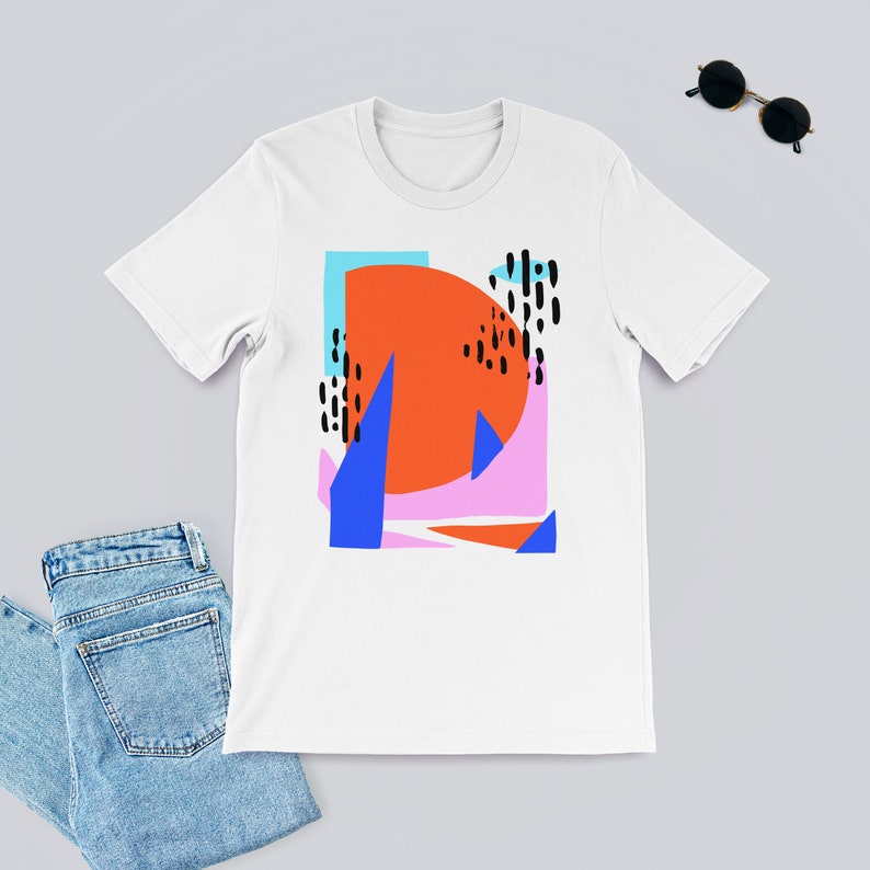 Abstract Tshirt, Unisex Tshirt, Cotton Tshirt, Art Drawing Shirt, Art Tshirt, Graphic Tshirt, Summer Tshirt, Geometric Shirt, Colorful Shirt image 6