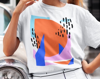 Abstract Tshirt, Unisex Tshirt, Cotton Tshirt, Art Drawing Shirt, Art Tshirt, Graphic Tshirt, Summer Tshirt, Geometric Shirt, Colorful Shirt