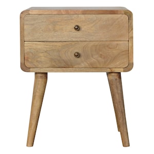 Mid Century Modern Style 2 Drawer Curved Bedside