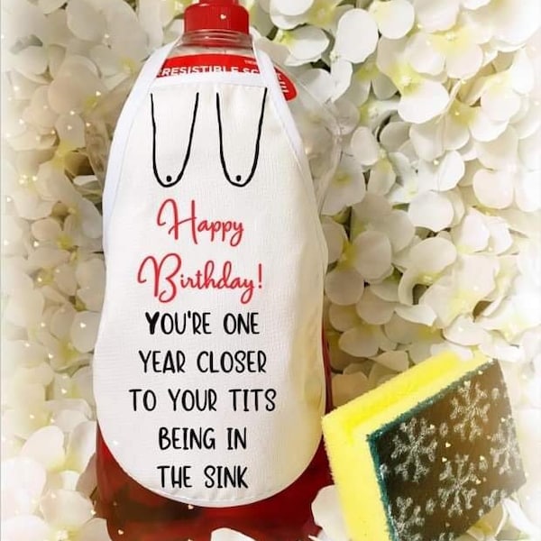 Funny bottle apron, rude birthday gift, washing up