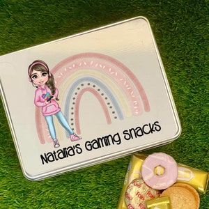 Girls Personalised Gaming Snack Tin