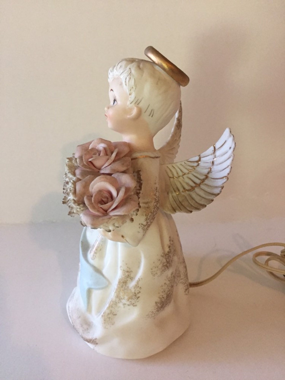 Lefton Porcelain Ceramic Angel Lamp Night Light Holiday Etsy
