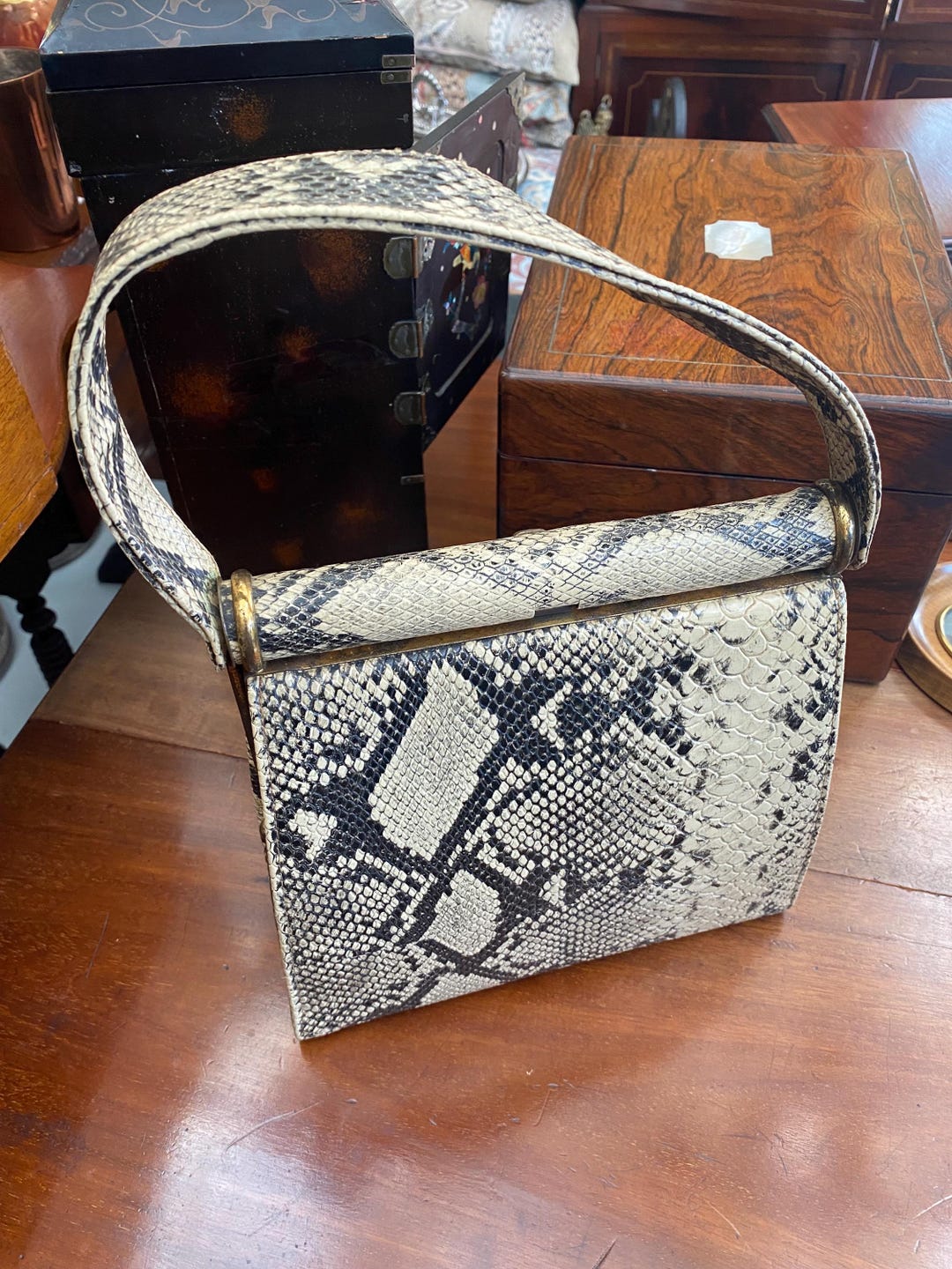 1940s Art Deco Style Faux Python Snake Skin Handbag Purse - Etsy UK