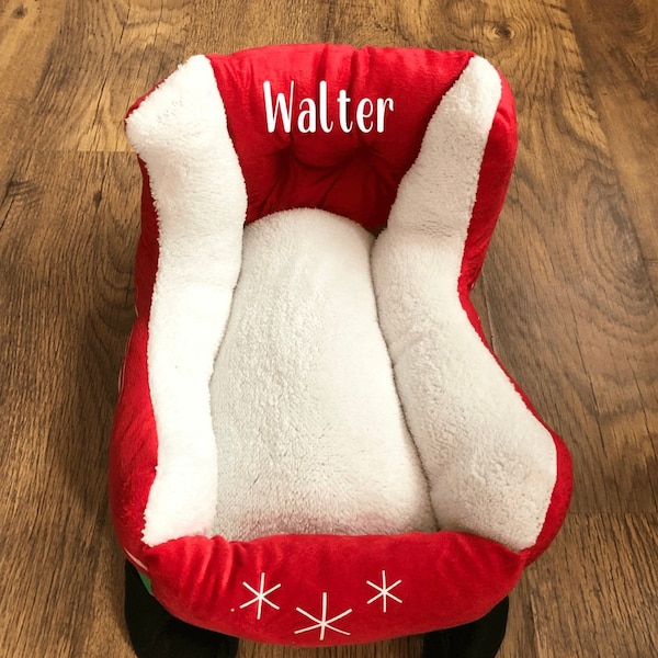 Christmas sleigh pet bed, personalised cat or small dog novelty bed, Santa’s sleigh for pets