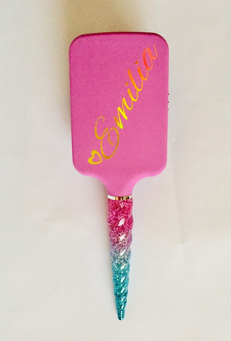 Unicorn Hairbrush Personalised Unicorn Horn Hair Brush Care Etsy