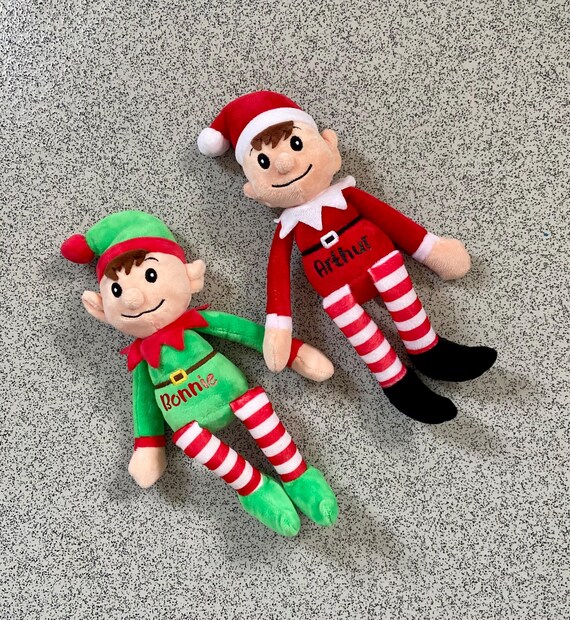 Plush christmas elf, personalised elves, childs customised soft toy gift for boys and girls