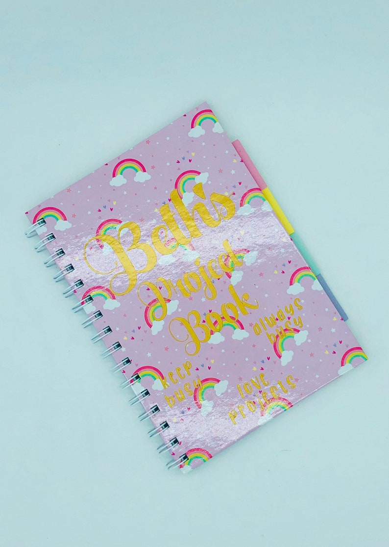 Project notepad personalised rainbow notebook A5 note book Etsy