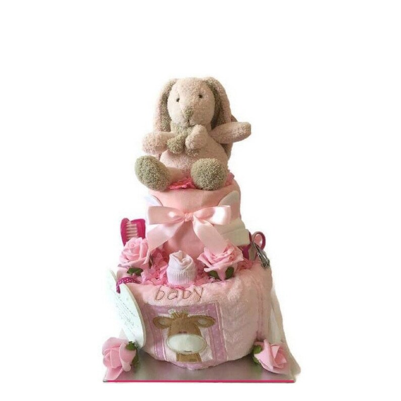 Boys Blue Giraffe Nappy Cake Baby Shower Gift Two Tier Etsy