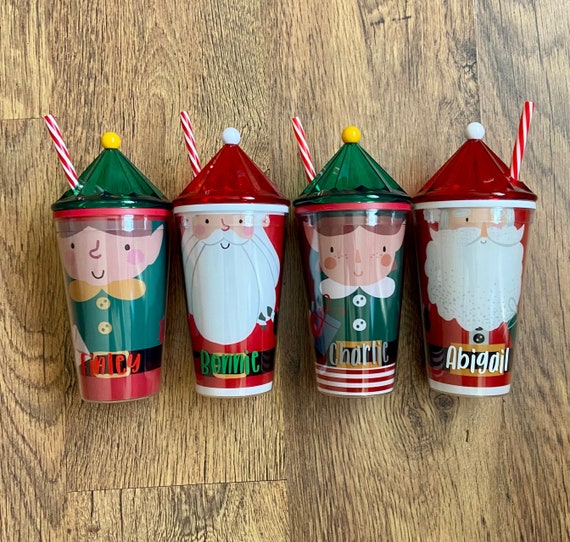 Personalised Christmas Santa Drink Cup With Straw, Santa Drinks Tumbler,  Children's Christmas Tumbler, Christmas Gift, Christmas Eve Box Elf 