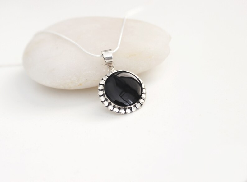 Black Onyx Jewelry Set Black Onyx Earrings Silver Pendant Etsy