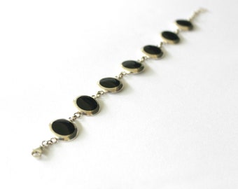 Black Onyx Bracelet, Sterling Silver Bracelet, Boho jewelry, Delicate bracelet, Black Jewelry