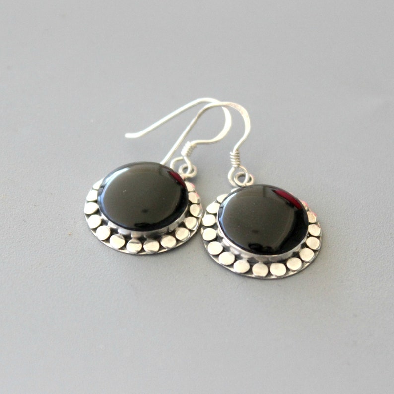 Black Onyx Jewelry Set Black Onyx Earrings Silver Pendant Etsy