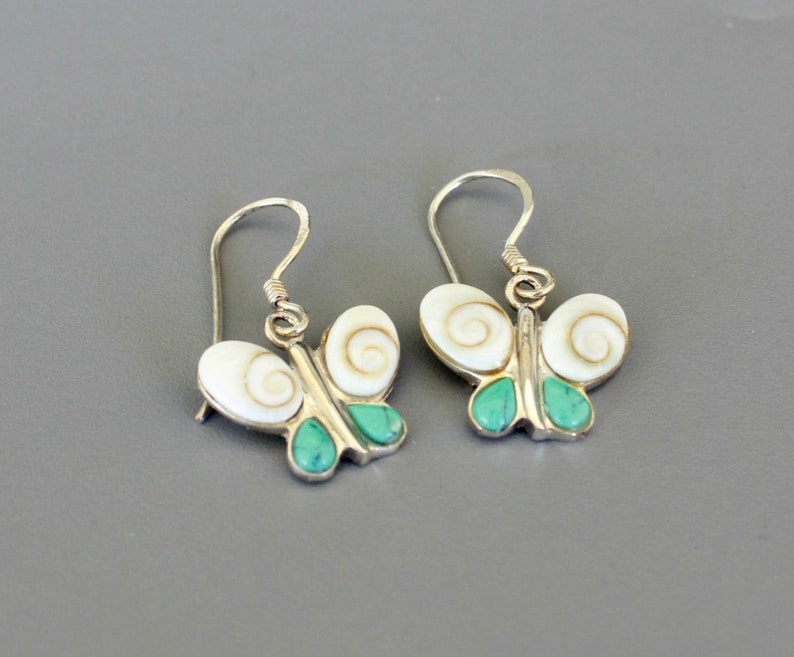 Silver Pendant Necklace Butterfly jewelry Howlite Silver earrings