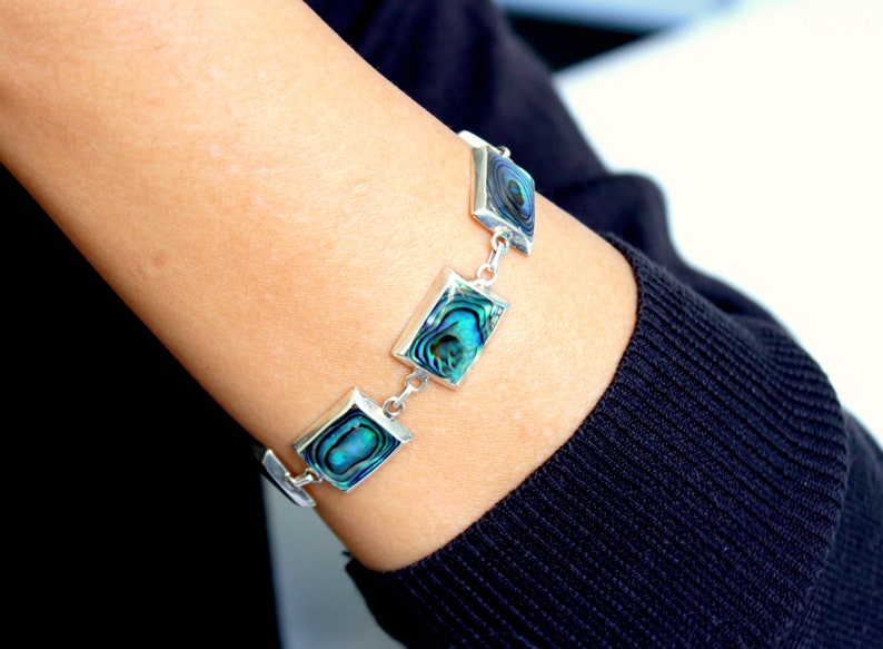 Pulsera de abulón pulsera de concha de mar pulsera ajustable image 0