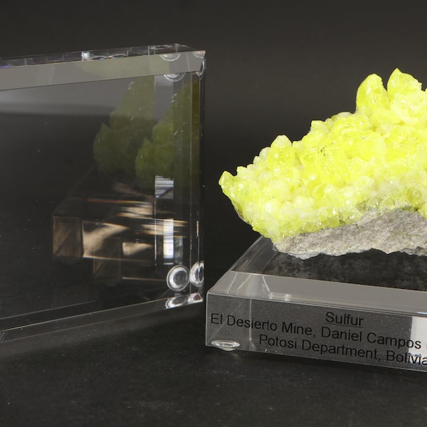 Acrylic Mineral Display Base - Mineral Specimen Acrylic Display - Beveled Display Stand for Mineral Collections