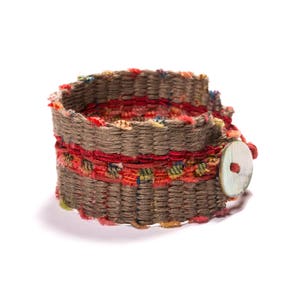 Handwoven Bracelet, Limited Edition, Handwoven Jewelry, Art Jewelry, Textile Bracelet, Statement Bracelet, Red bracelet, Gift for her