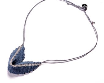 Collier tissé à la main, Collier Déclaration, Bijoux textiles, Bijoux d’art, Bijoux tissés à la main, Giftforher, Collier bleu