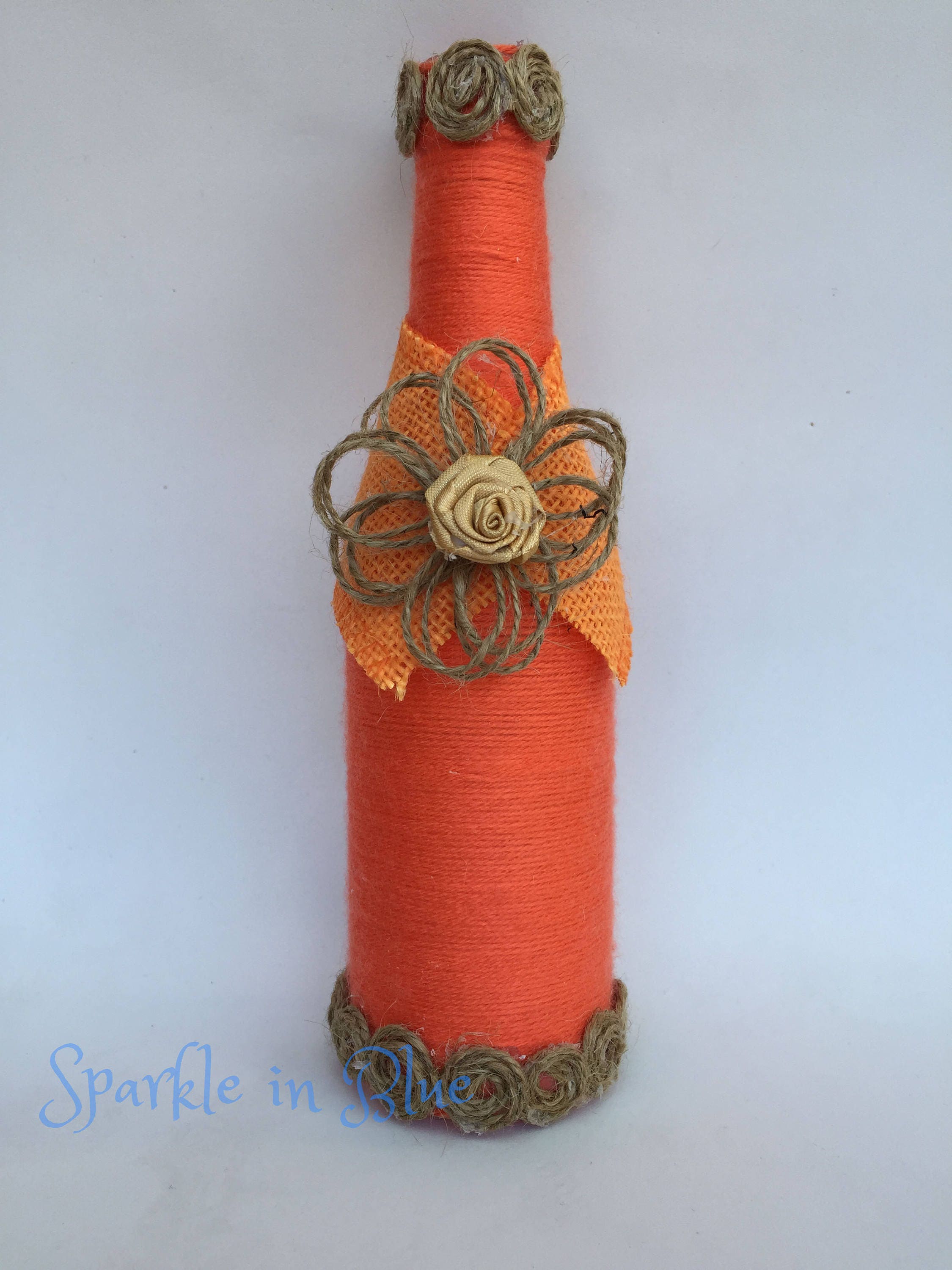 Rustic Decorwrapped Bottle Yarn Bottle Yarn Wrapped Bottle Etsy Ireland