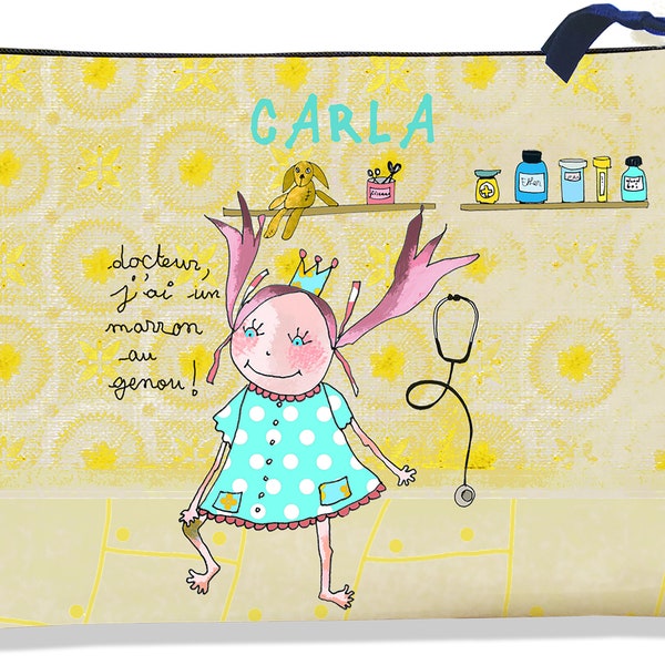 Protège carnet de santé bébé fille Enfant personnalisé avec zip, Pochette Zippée pour carnet de santé bébé fille