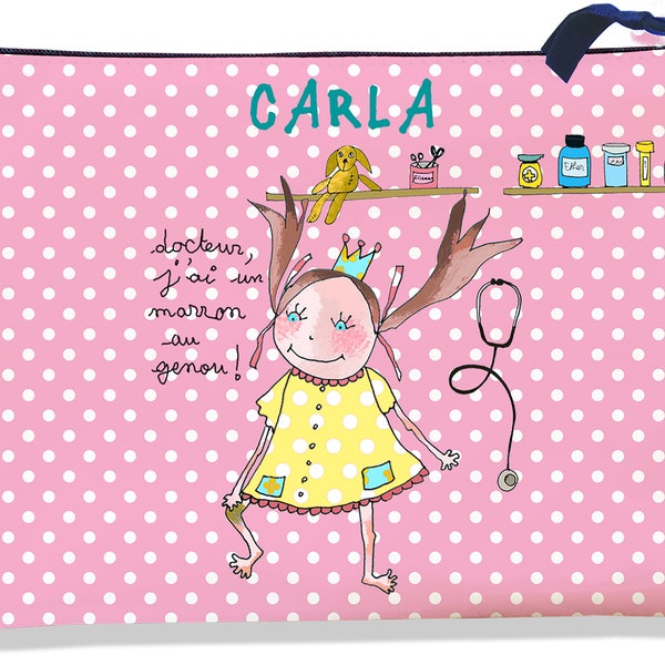 Protège carnet de santé bébé fille Enfant personnalisé avec zip, Pochette Zippée pour carnet de santé bébé fille