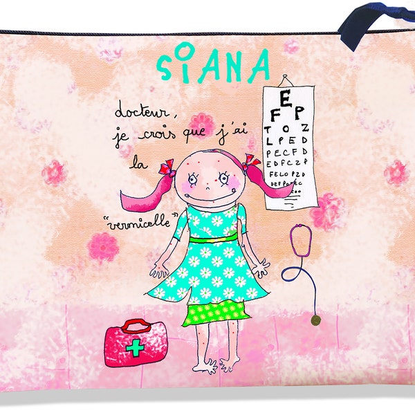 Protège carnet de santé fille Enfant bébé personnalisé avec zip, Pochette Zippée pour carnet de santé bébé fille