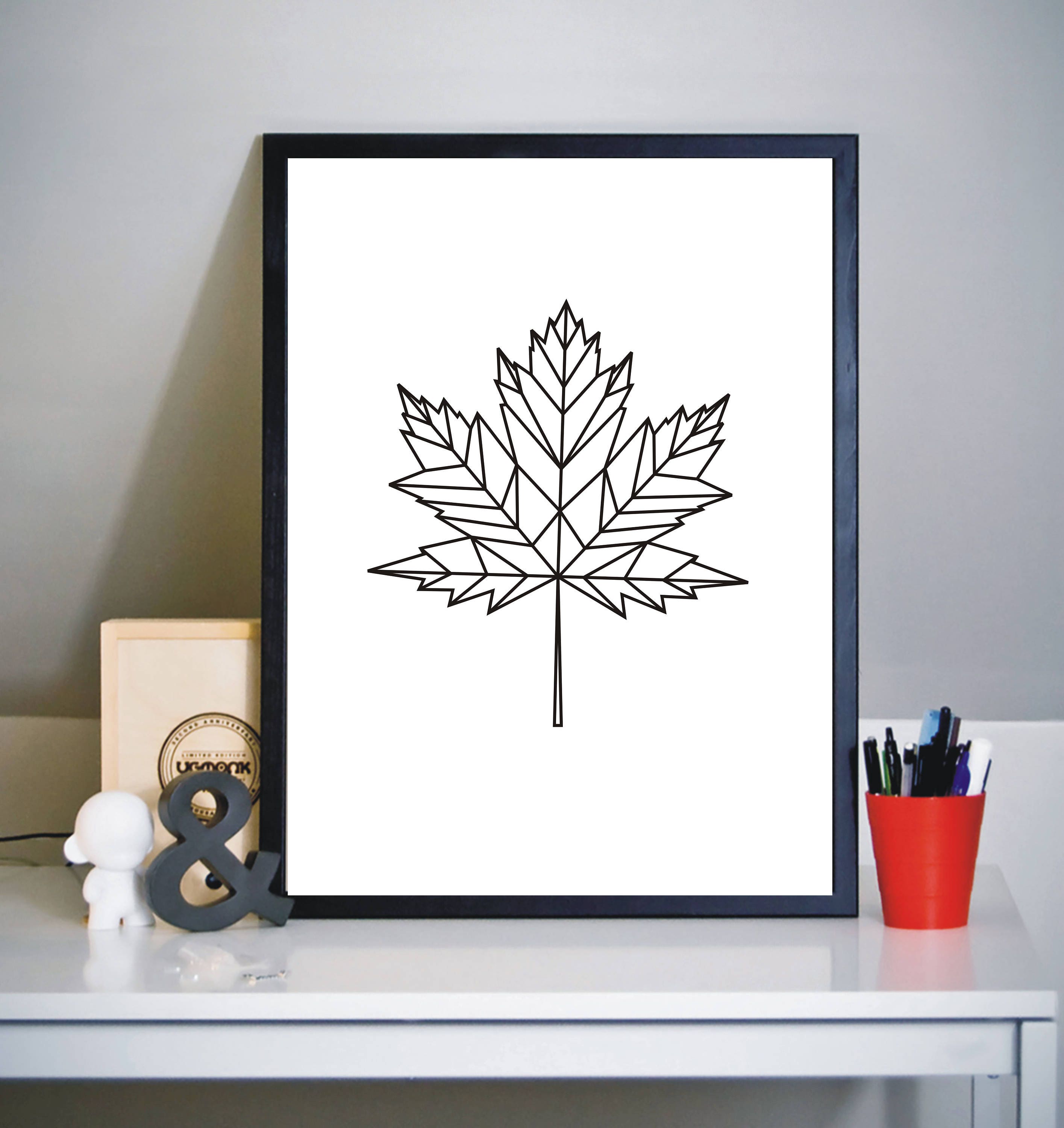 Geometry Maple Leaf Print Wall Art Print Geometry Art Etsy