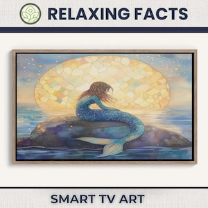 Mermaid Frame TV Art, Iridescent Shimmering Art for Samsung Frame TV, Ocean Fantasy Wall Decor, Coastal Digital Download, Beach Art 692