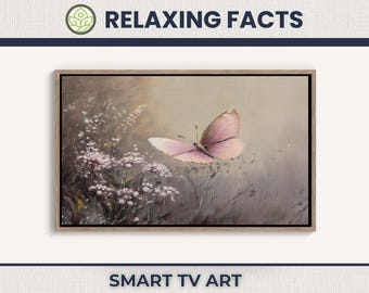 Różowy motyl na ramce Samsunga – dekoracja telewizyjna: Cottagecore Spring Decor (do pobrania cyfrowego)