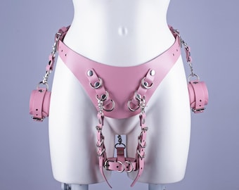 Soporte para vibrador, cinturón de control del orgasmo, BDSM, arnés para varita, sujetador de cuero, equipo de bondage, sujeciones, MADURO, esposa liberal, juguetes para adultos, sumisa