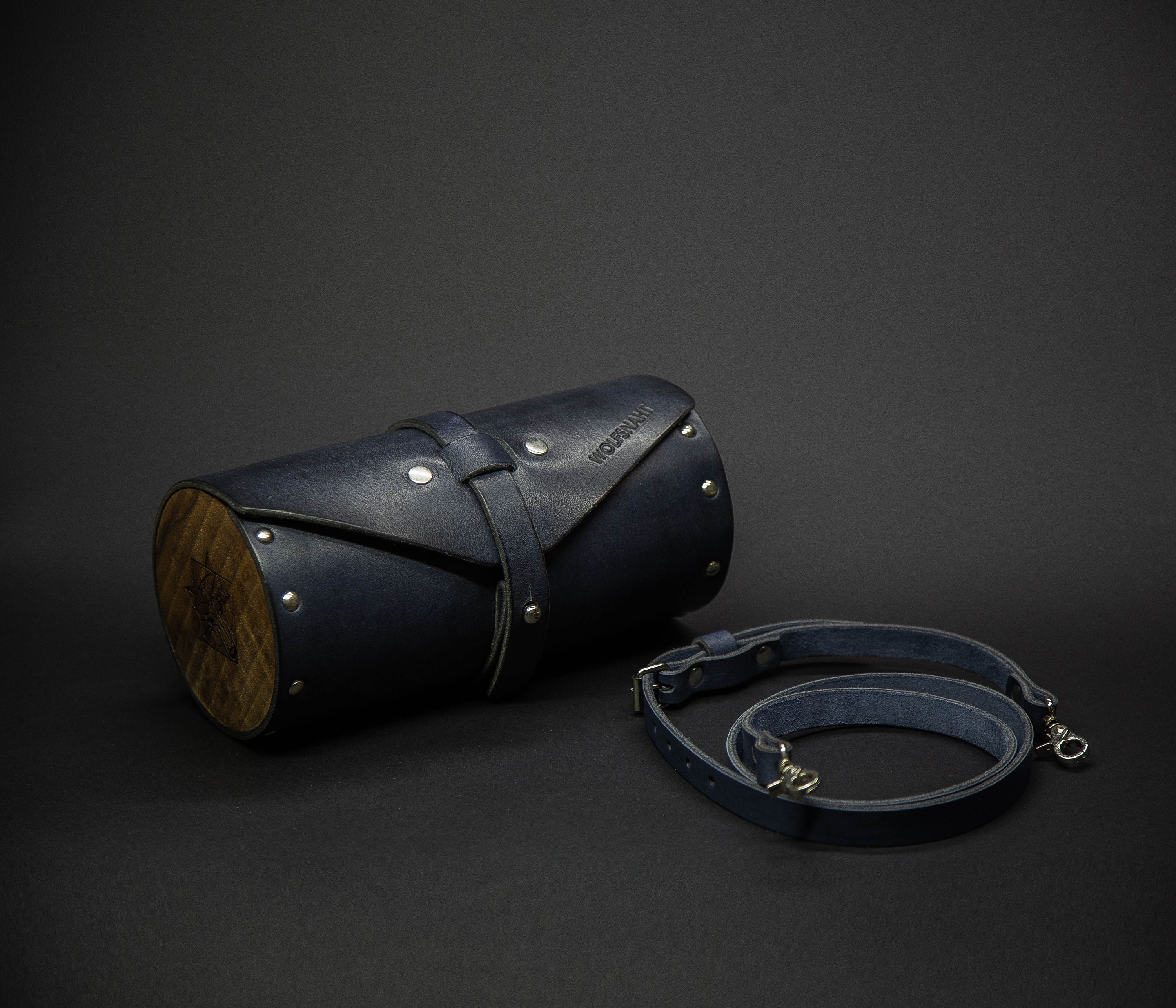 Round Leather Crossbody Bag With Wooden Sides Bdsm Bag Etsy