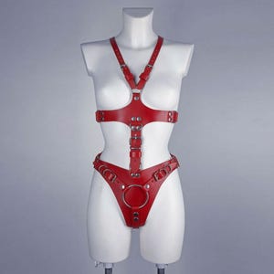 Large Dildo Full Body Harness, Strapon Harness for Pegging, Dominatrix clothing, Plus size Femdom outfit