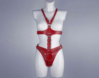 Large Dildo Full Body Harness, Strapon Harness for Pegging, Dominatrix clothing, Plus size Femdom outfit