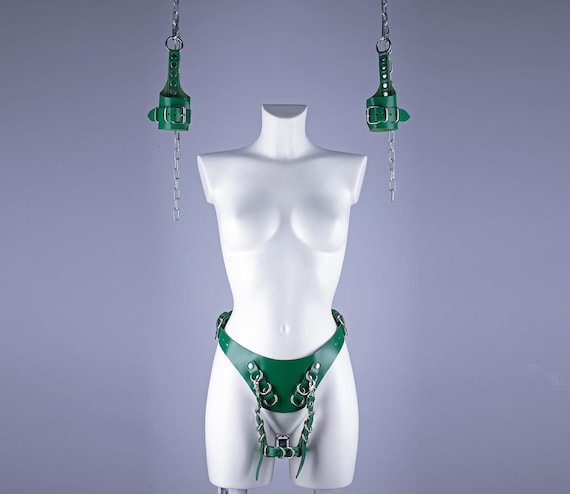 Bondage restraining handcuffs for suspension, BDSM gear for women submissive, forced orgasm belt, Orgasm control kit, Forced cum gear MATURE