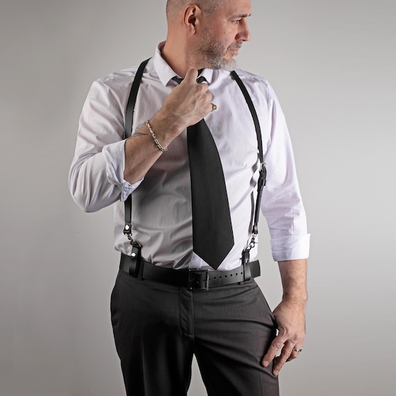 Groomsmen suspenders, Male harness, Wedding suspenders, Groom outfit, Leather suspenders, Gifts for dad, leather braces, Fathers day