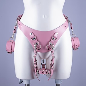 Orgasm control belt, wand holder, bdsm gear for women, submissive, bondage harness, BDSM harness, Leather restraints, adult toys, MATURE image 3