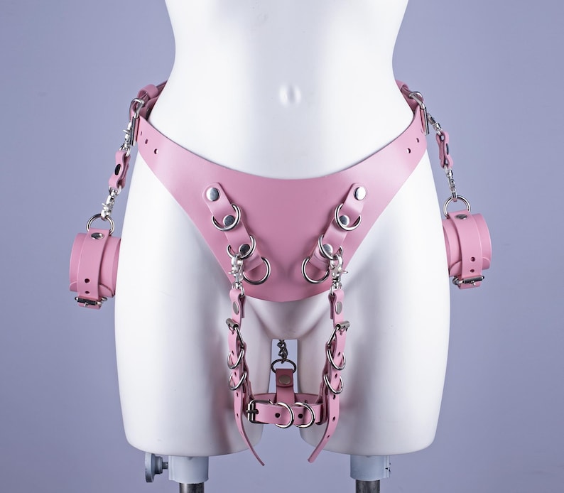 Orgasm control belt, wand holder, bdsm gear for women, submissive, bondage harness, BDSM harness, Leather restraints, adult toys, MATURE image 3