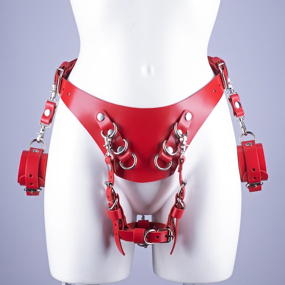 Orgasm control belt, wand holder, bdsm gear for women, submissive, bondage harness, BDSM harness, Leather restraints, adult toys, MATURE