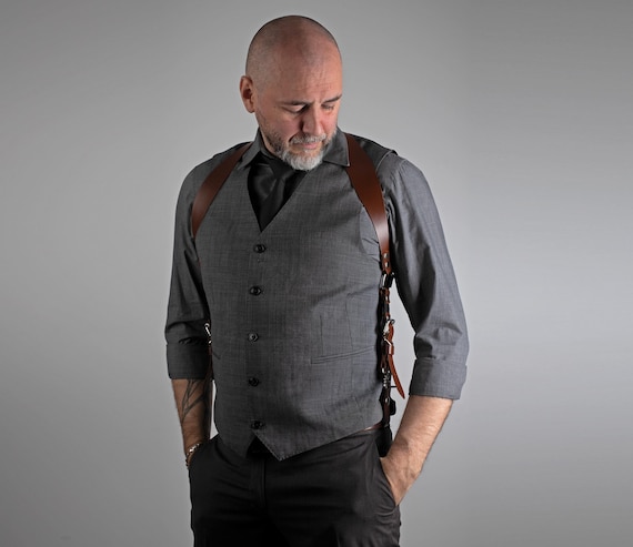 Male harness, Suspenders, Mens Leather Harness, BDSM harness, Mens clothing, Shoulder harness, Groom outfit, fathers day gifts, Braces