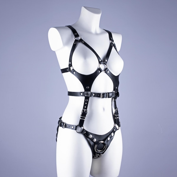 Multifunctional full body strap on harness, Pegging harness, Dildo harness, Full body harness, BDSM harness, Plus size harness, MATURE