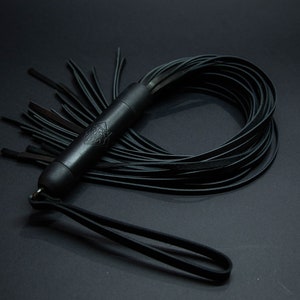 Leather BDSM Flogger with Wooden Handle, Handmade Spanking Whip for Impact Play, BDSM paddle, Adult Toy for Punishment